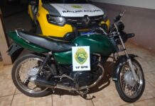 Motocicleta é apreendida no Portão Ocoi em Missal