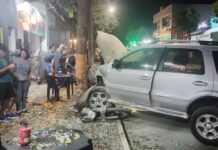 Acidente entre carro e motocicleta deixa pessoa ferida na Av. Tiradentes em Itaipulândia