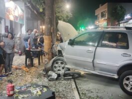 Acidente entre carro e motocicleta deixa pessoa ferida na Av. Tiradentes em Itaipulândia