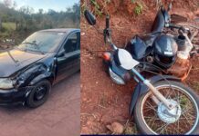 Motociclista fica gravemente ferido em acidente entre carro e moto no interior de Missal