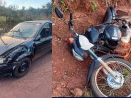 Motociclista fica gravemente ferido em acidente entre carro e moto no interior de Missal