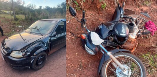 Motociclista fica gravemente ferido em acidente entre carro e moto no interior de Missal