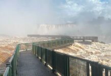 Vazão das Cataratas do Iguaçu chega a 10 milhões de litros por segundo nesta quinta-feira