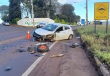 Acidente de trânsito é registrado na PR-495, em frente à Água Mineral Itaipu – MISSAL