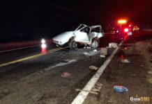 Gol com placas de São Miguel do Iguaçu se envolve em acidente na PR-495 e cinco pessoas ficam feridas