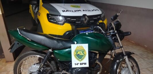 Motocicleta é apreendida no Portão Ocoi em Missal