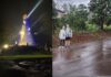 Nem a chuva e o mau tempo impedem os fiéis de chegar ao Santuário de Nossa Senhora Aparecida, em Itaipulândia