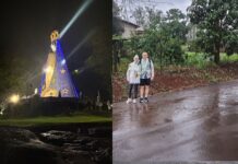 Nem a chuva e o mau tempo impedem os fiéis de chegar ao Santuário de Nossa Senhora Aparecida, em Itaipulândia