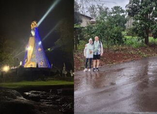 Nem a chuva e o mau tempo impedem os fiéis de chegar ao Santuário de Nossa Senhora Aparecida, em Itaipulândia