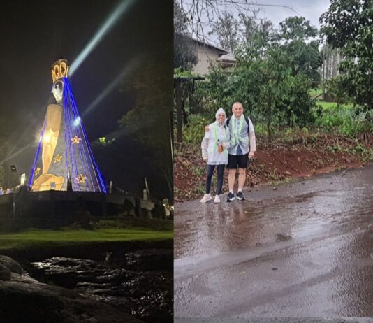 Nem a chuva e o mau tempo impedem os fiéis de chegar ao Santuário de Nossa Senhora Aparecida, em Itaipulândia